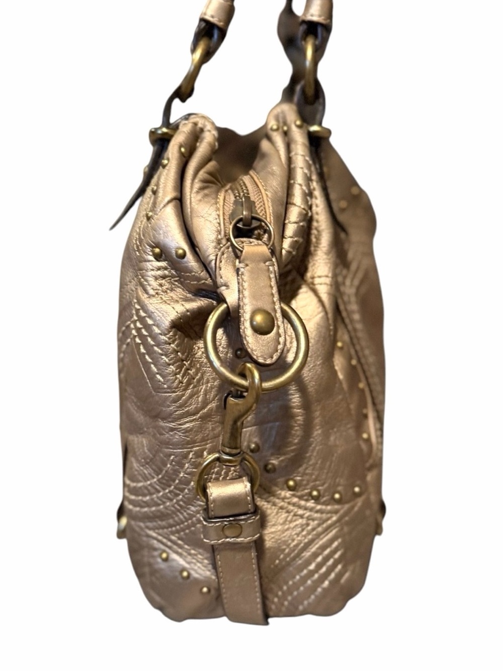 Coach Alex Metallic Gold Studded satchel crossbody Bag rare 2 original hangtags - Picture 5 of 13